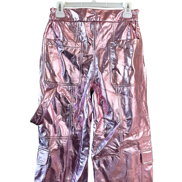 AKIRA "Out Of This World" Women's Size Small Pink Metallic Zip Cargo Pants NWT - Picture 6 of 9